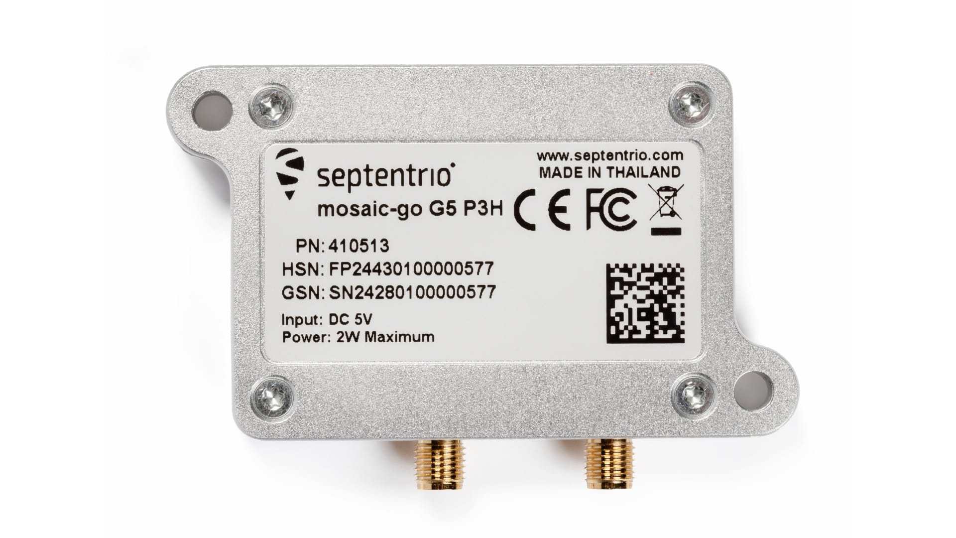 Septentrio mosaic-go G5 P3H Evaluation Kit (bottom view)