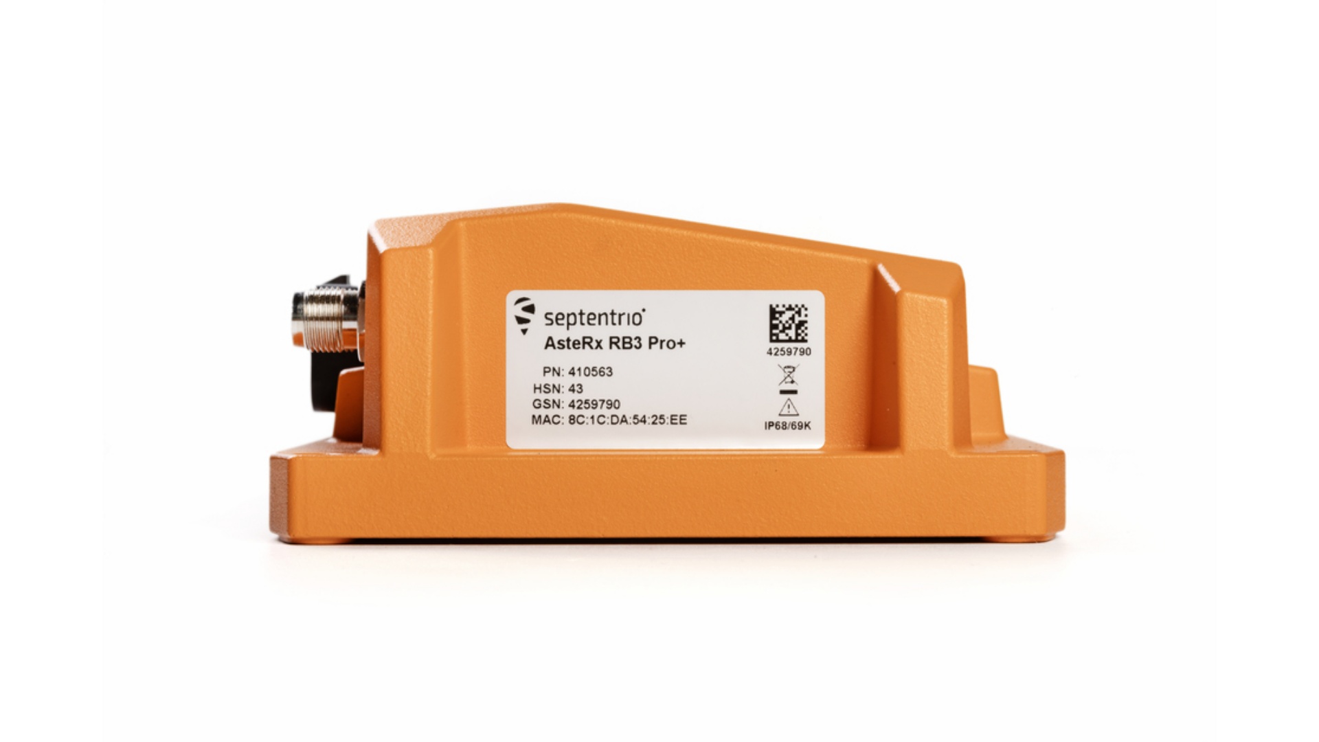 Septentrio AsteRx RB3 Pro+ Rugged Receiver (side view)